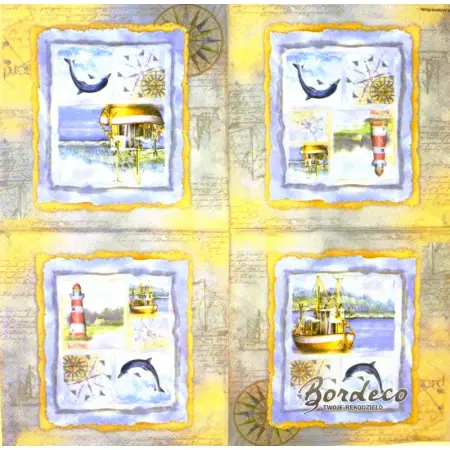 Serwetka do decoupage symbole marynistyczne 33x33 Ambiente Unikat
