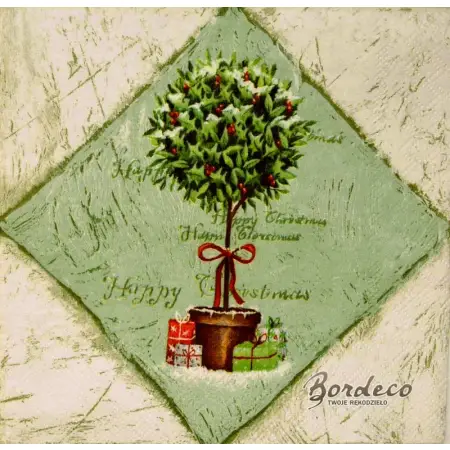 Serwetka do decoupage ostrokrzew w doniczce 33x33 Ambiente Unikat