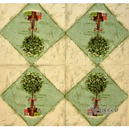 Serwetka do decoupage ostrokrzew w doniczce 33x33 Ambiente Unikat