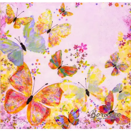 Serwetka do decoupage malowane motylki 25x25 AMBIENTE Unikat