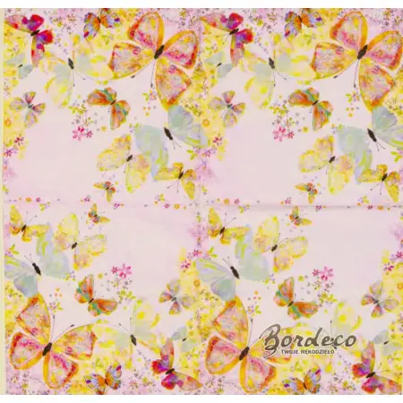Serwetka do decoupage malowane motylki 25x25 AMBIENTE Unikat