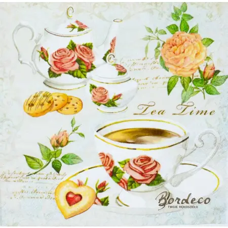 Serwetka do decoupage  porcelana w róże 33x33 Ambiente Unikat