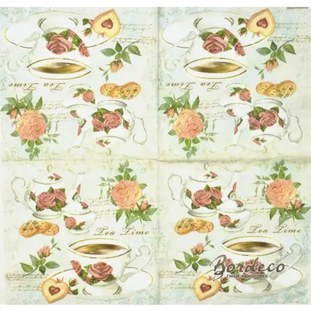 Serwetka do decoupage  porcelana w róże 33x33 Ambiente Unikat