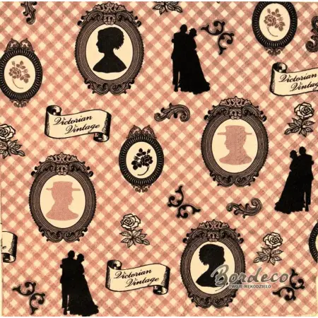 Serwetka do decoupage portrety retro w ramach 33x33 Ambiente Unikat