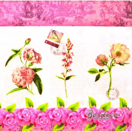 Serwetka do decoupage różowe kwiaty 33x33 Ambiente Unikat