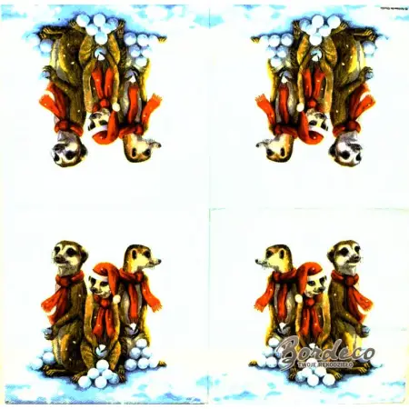 Serwetka do decoupage surykatki zimą 33x33 Ambiente Unikat