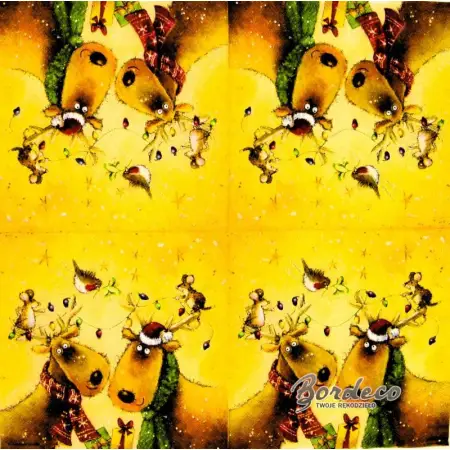 Serwetka do decoupage świąteczne renifery 33x33 Ambiente Unikat