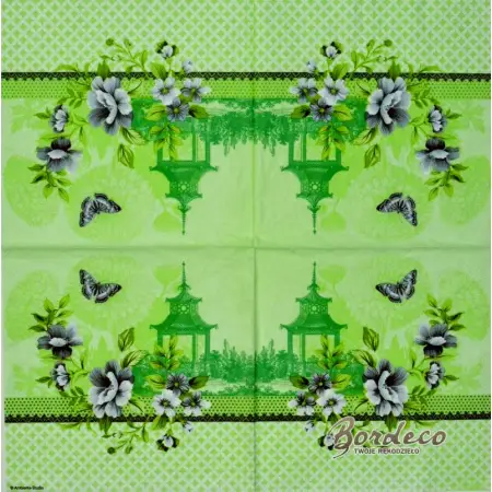 Serwetka do decoupage zielona Pagoda 33x33 Ambiente Unikat