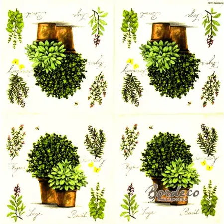 Serwetka do decoupage zioła w doniczkach 33x33 Ambiente Unikat