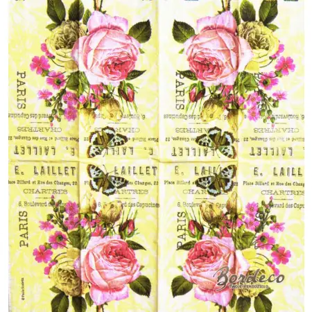 Serwetka do decoupage różowa róża vintage 21x21 AMBIENTE Unikat
