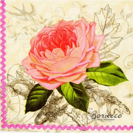 Serwetka do decoupage duży kwiat różowej róży 33x33 PAPSTAR Unikat