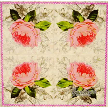 Serwetka do decoupage duży kwiat różowej róży 33x33 PAPSTAR Unikat