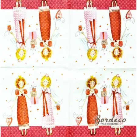 Serwetka do decoupage dwa aniołki z prezentami 25x25 Atelier Unikat