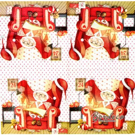 Serwetka do decoupage dziadek w fotelu w stroju Mikołaja 33x33 Atelier Unikat