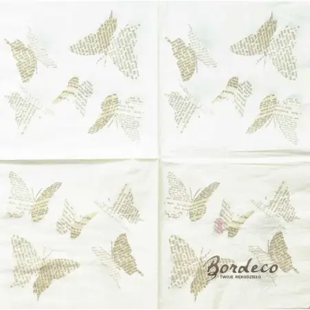 Serwetka do decoupage gazetowe motyle 33x33 Atelier Unikat
