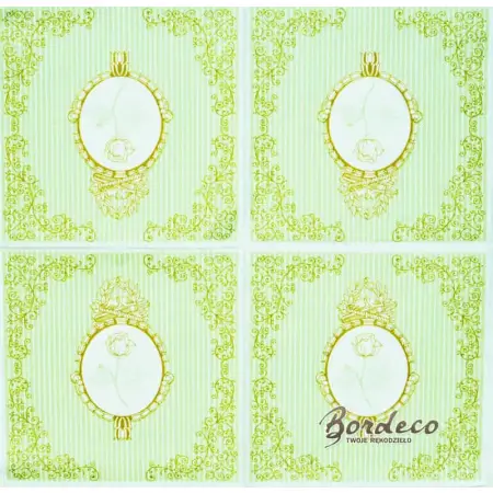 Serwetka do decoupage medalion z różą w dawnym stylu 33x33 Atelier Unikat