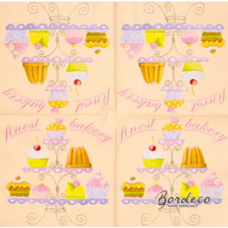 Serwetka do decoupage patera z babeczkami 33x33 Atelier Unikat