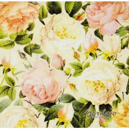 Serwetka do decoupage róże w pastelowych kolorach 25x25 Atelier Unikat