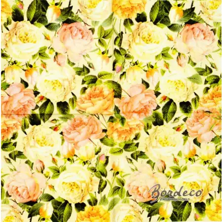 Serwetka do decoupage róże w pastelowych kolorach 25x25 Atelier Unikat