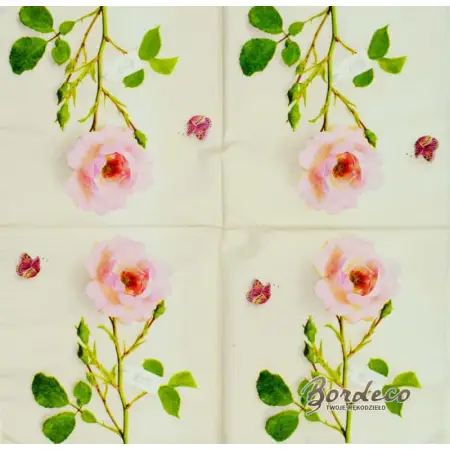 Serwetka do decoupage różowa róża 33x33 Atelier Unikat