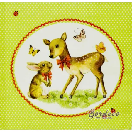 Serwetka do decoupage sarenka i zajączek 33x33 Atelier Unikat