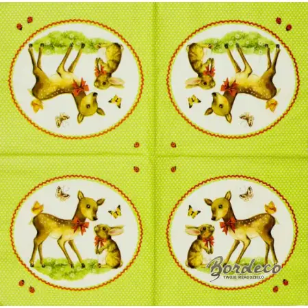 Serwetka do decoupage sarenka i zajączek 33x33 Atelier Unikat