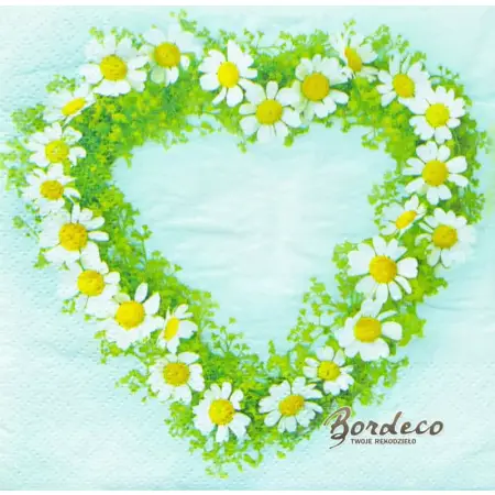 Serwetka do decoupage serce z kwiatów rumianku 33x33 Atelier Unikat