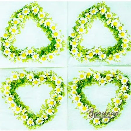 Serwetka do decoupage serce z kwiatów rumianku 33x33 Atelier Unikat