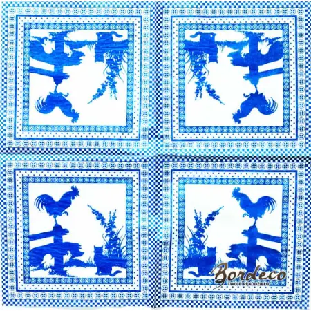 Serwetka do decoupage wycinanka kogut, kot i świnka 33x33 Atelier Unikat