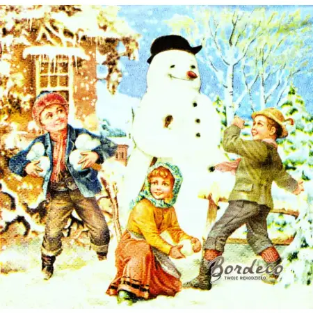 Serwetka do decoupage bitwa na śnieżki 33x33AVANT GARDE. Unikat.