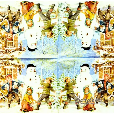 Serwetka do decoupage bitwa na śnieżki 33x33AVANT GARDE. Unikat.