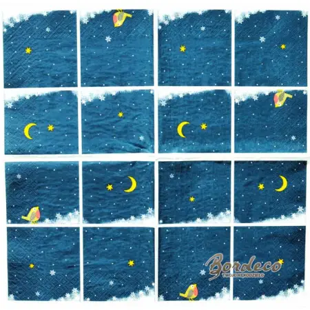 Serwetka do decoupage nocne zimowe niebo 33x33 AVANT GARDE. Unikat.