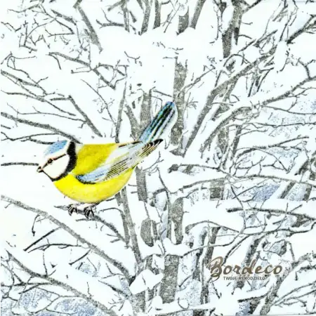 Serwetka do decoupage ptaszki w śnieżnej zimie 33x33AVANT GARDE. Unikat.