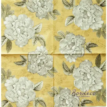 Serwetka do decoupage szare róże, szkic na beżowym tle 33x33 AVANT GARDE. Unikat.