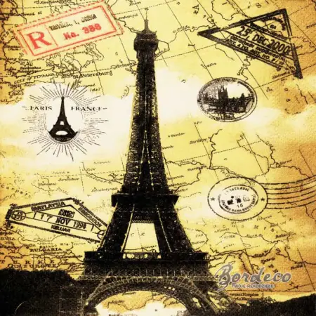 Serwetka do decoupage wieża Eiffla, vintage 33x33 BRAUN+Company Unikat