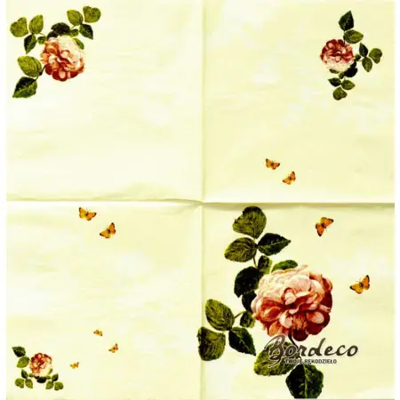 Serwetka do decoupage malowana róża 33x33 BRAUN+Company