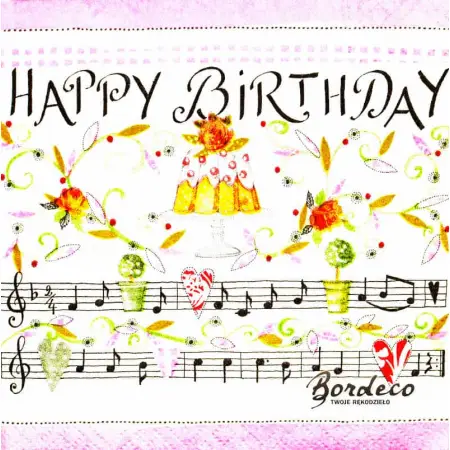 Serwetka do decoupage Happy Birthday 25x25 COLOURFULL. Unikat.