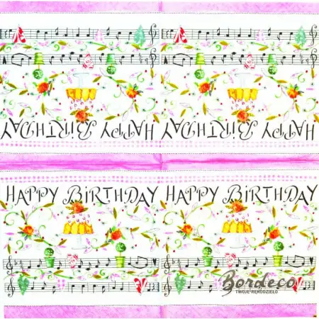 Serwetka do decoupage Happy Birthday 25x25 COLOURFULL. Unikat.
