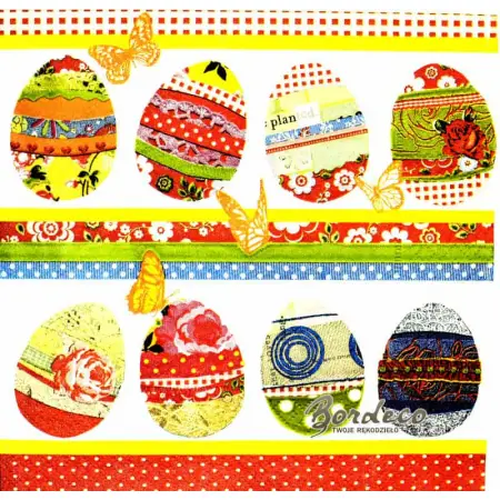 Serwetka do decoupage kolorowe pisanki  wielkanocne 33x33 COLOURFUL Unikat