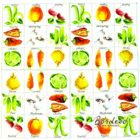 Serwetka do decoupage warzywa mix 33x33 COLOURFUL Unikat