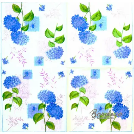 Serwetka do decoupage niebieskie hortensje 33x33 COLOURFUL Unikat