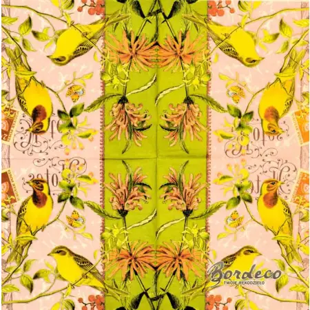 Serwetka do decoupage rajskie ptaki i kwiaty 33x33 COLOURFUL Unikat