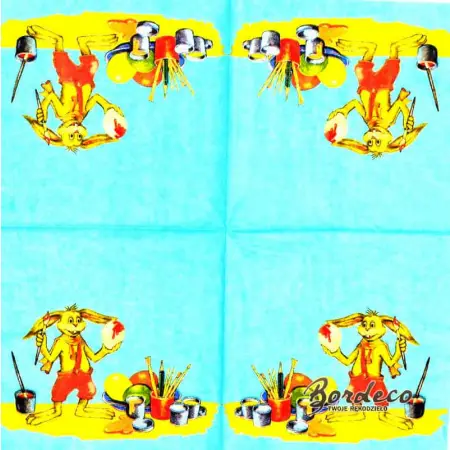 Serwetka do decoupage zając maluje jajka 33x33 COLOURFUL Unikat