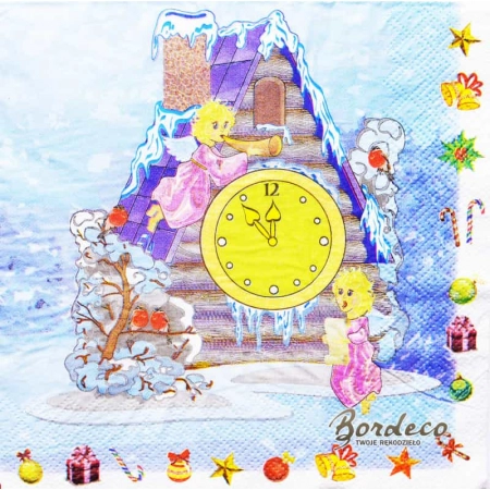 Serwetka do decoupage aniołki grają i śpiewają nocą 33x33 CYPRESS Unikat