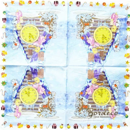 Serwetka do decoupage aniołki grają i śpiewają nocą 33x33 CYPRESS Unikat
