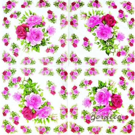 Serwetka do decoupage bukieciki róż 33x33 CYPRESS Unikat