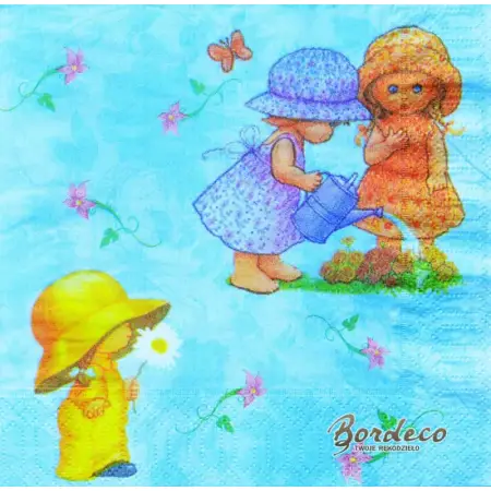 Serwetka do decoupage dziewczynki w kapelusikach 33x33 CYPRESS Unikat