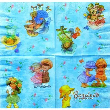 Serwetka do decoupage dziewczynki w kapelusikach 33x33 CYPRESS Unikat