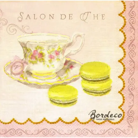 Serwetka do decoupage porcelanowa  filiżanka i ciasteczka 33x33 CYPRESS. Unikat