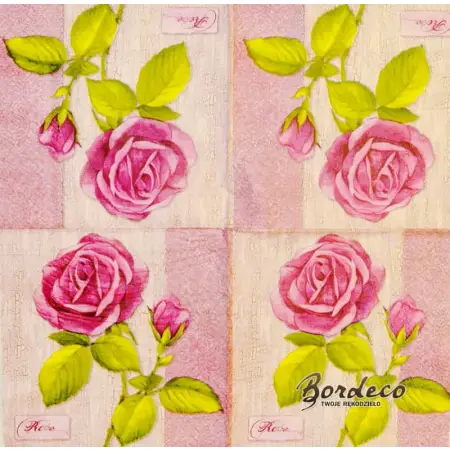 Serwetka do decoupage pastelowa róża 33x33 CYPRESS. Unikat